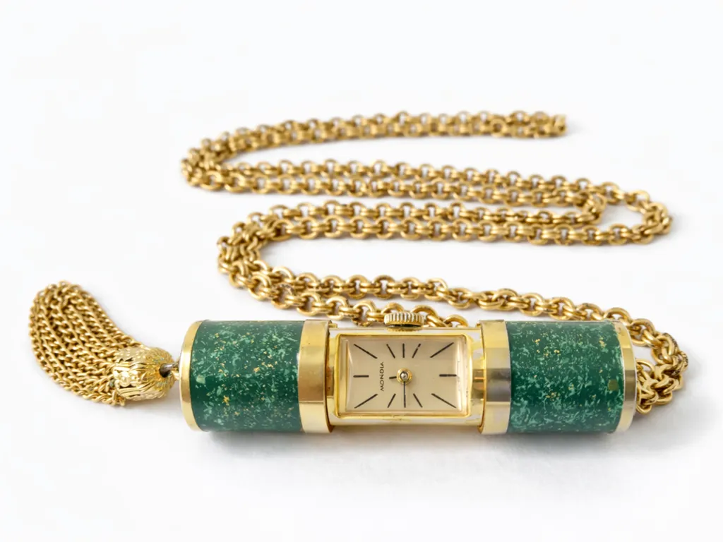 1960er Mondia Schweizer Emaille Klapp Anhängeruhr Vintage