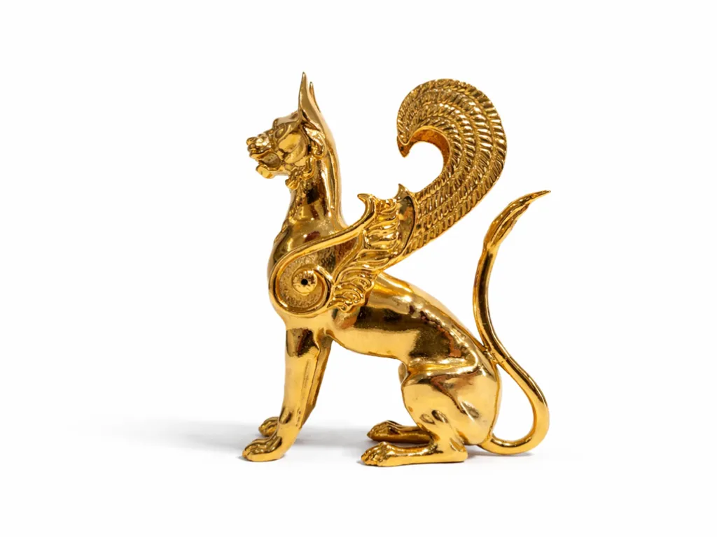 24k Gold Plated Griffin Bronze Figure
