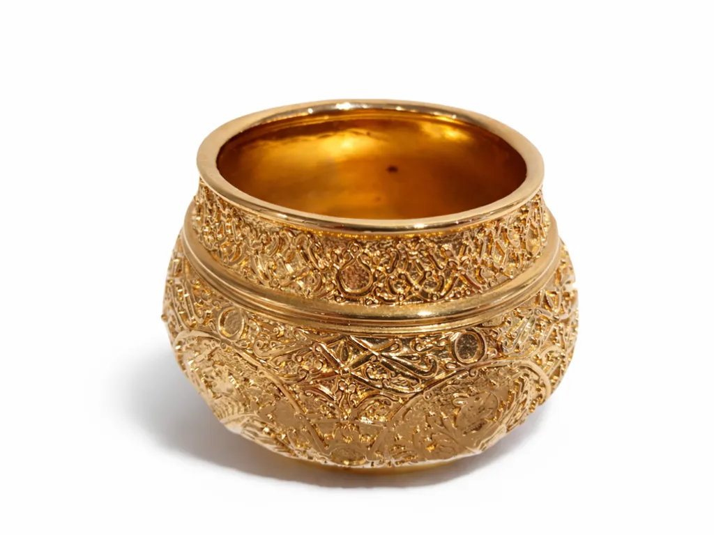 24k Gold Plated Ornate Bronze Ceremonial Cup