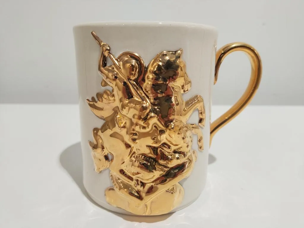 24K Gold Porcelain Cup Saint George 1