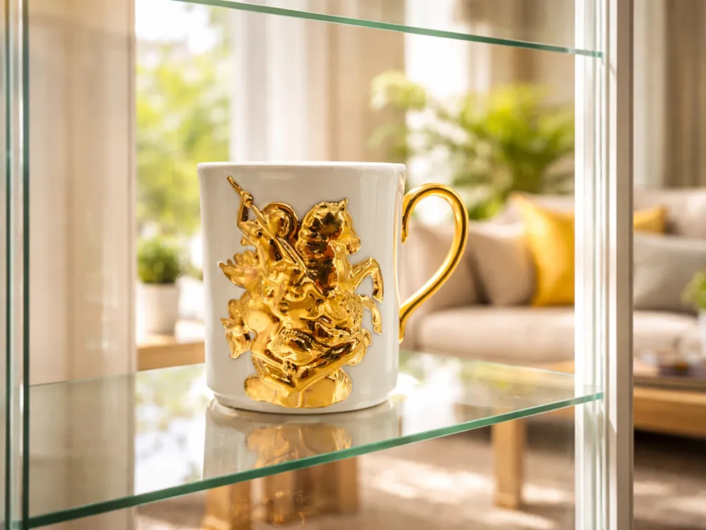 24K Gold Porcelain Cup Saint George 3
