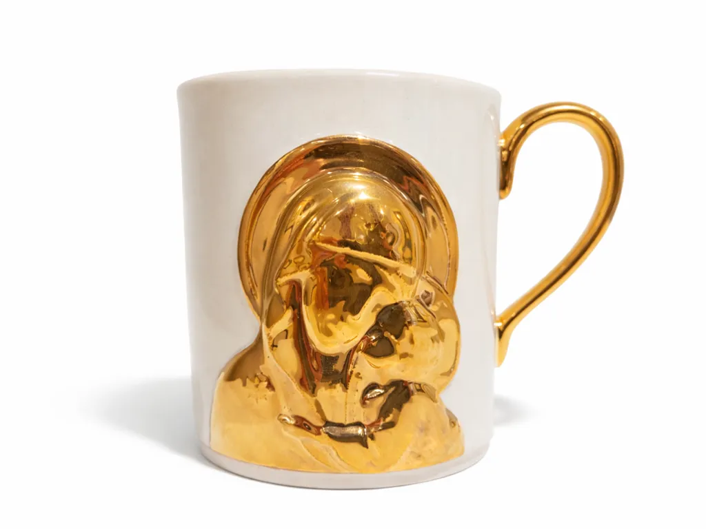24K Gold Porzellanbecher Die Jungfrau Maria Und Das Jesuskind