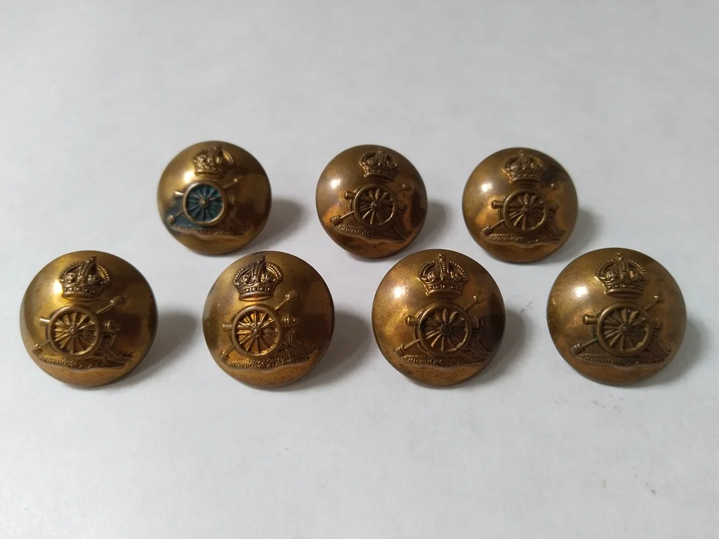 7 Brass Military Buttons The Royal Regiment Of Artillery 1