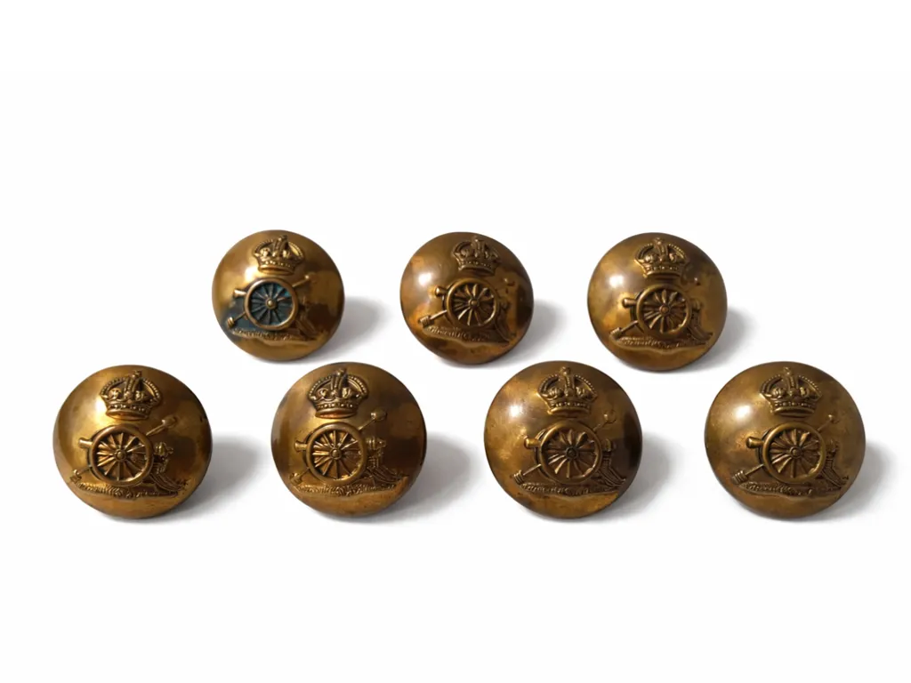 7 Brass Military Buttons The Royal Regiment Of Artillery Pre 1954 Militaria Old Buttons With Crown 24mm