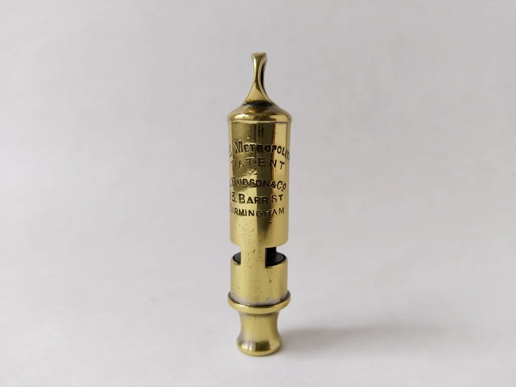 Acme The Metropolitan Police Whistle J Hudson And Co Birmingham Antique 1889