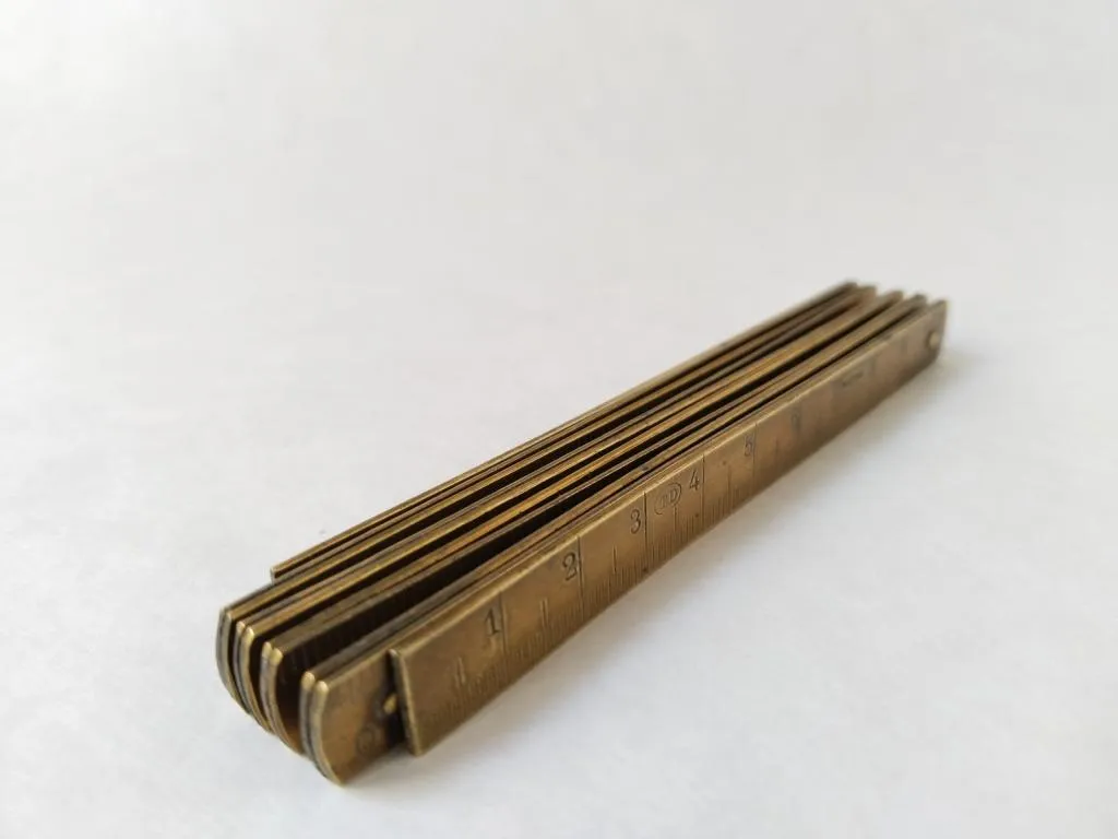 Antique French Folding Brass Ruler 2