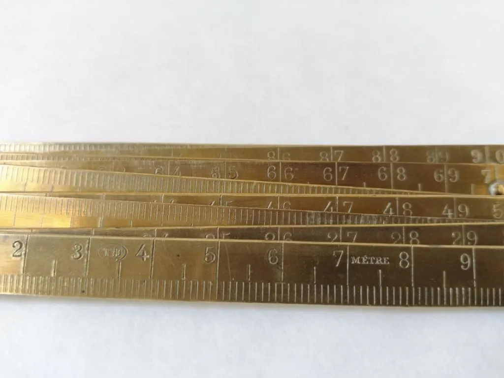 Antique French Folding Brass Ruler 3