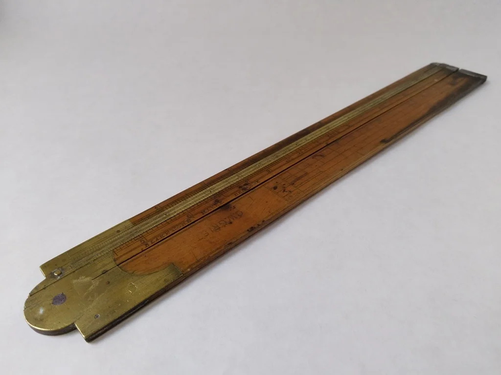 Boxwood Folding Rule with Brass Slides Two-Feet Two-Fold 1