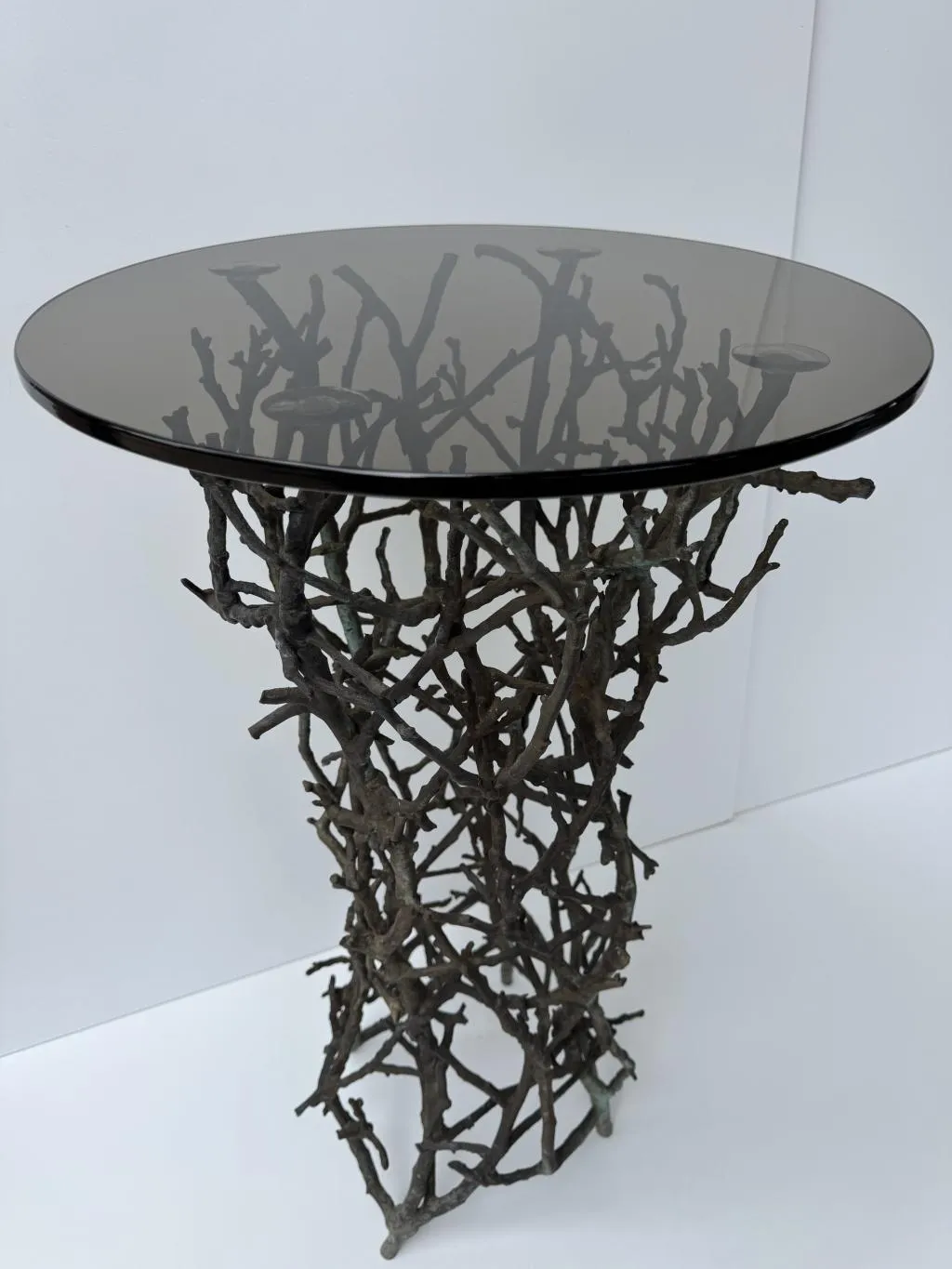 Designer Outdoor Side Table with Tempered Glass Top 1