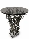 Designer Outdoor Side Table with Tempered Glass Top