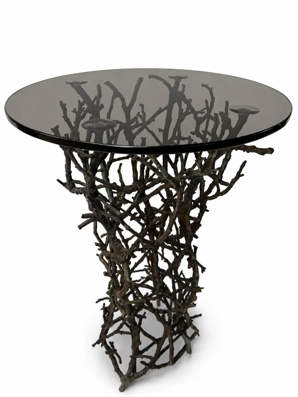 Designer Outdoor Side Table with Tempered Glass Top