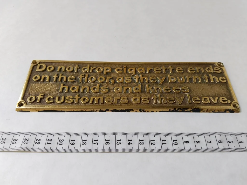 Engraved Brass Plaque Bar Club Pub Sign Vintage Late 1970s 5