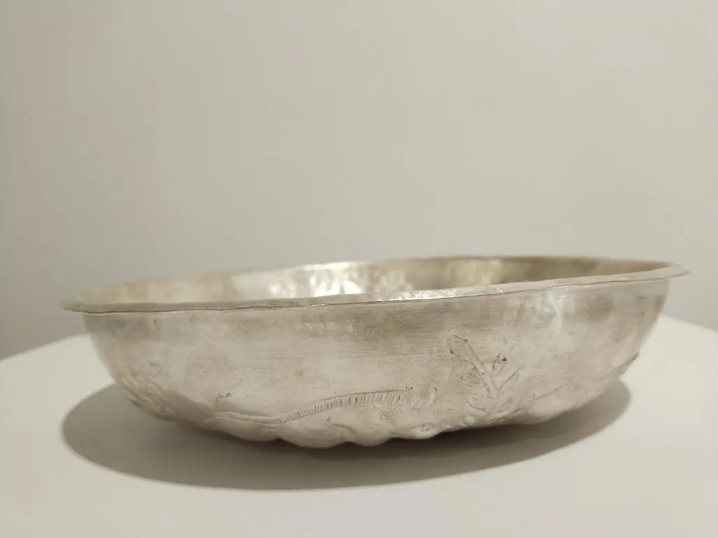 Greek Silver Libation Bowl Phiale with Boar Head 5