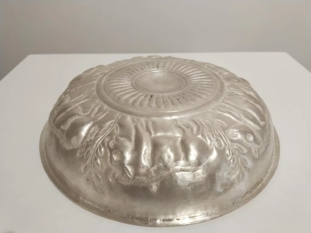 Greek Silver Libation Bowl Phiale with Boar Head 6