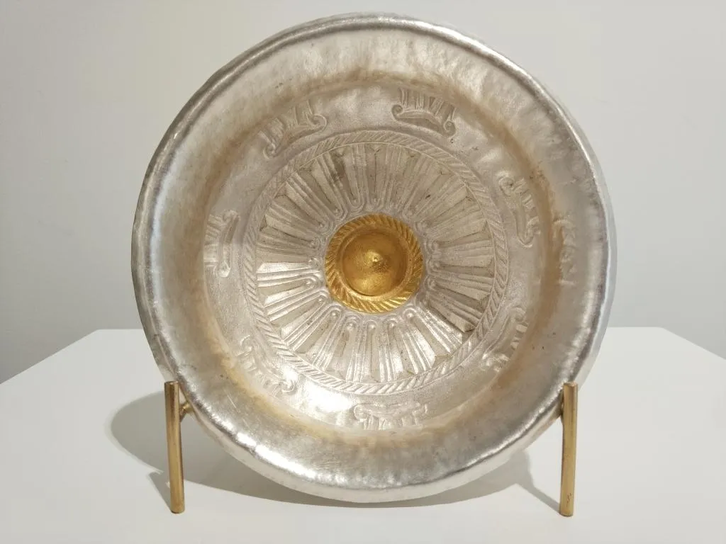 Greek Silver Libation Bowl Phiale with Geometric Motifs 1