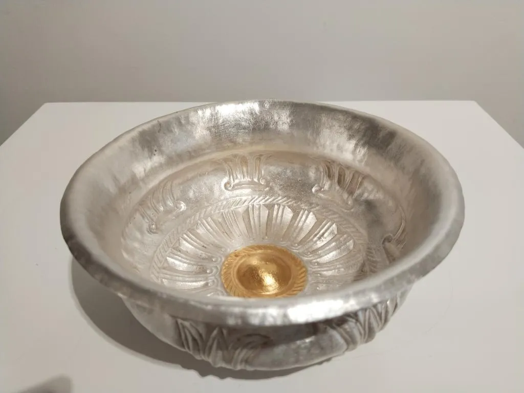 Greek Silver Libation Bowl Phiale with Geometric Motifs 6