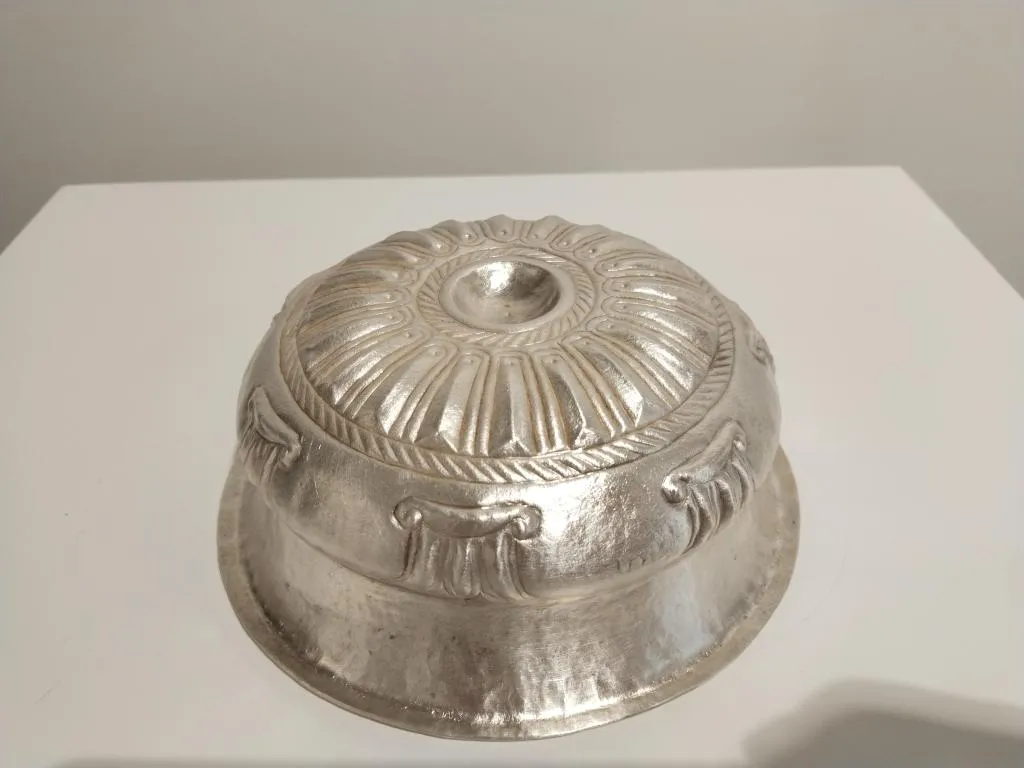 Greek Silver Libation Bowl Phiale with Geometric Motifs 7