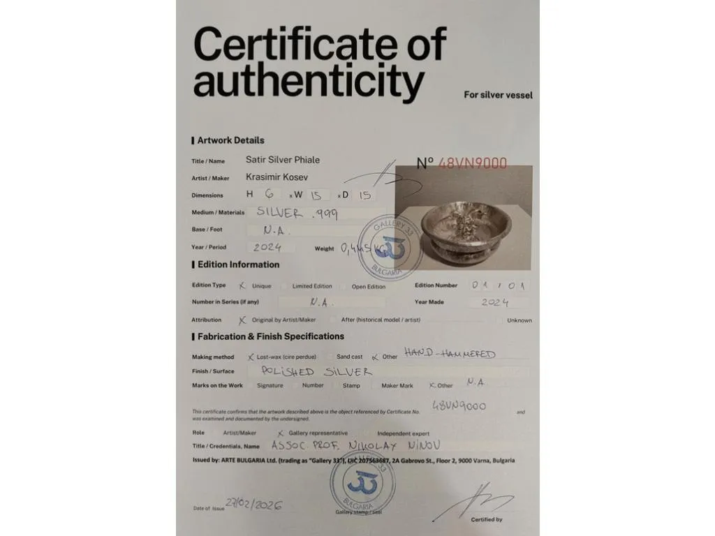 Greek Silver Libation Bowl Satyr Phiale 6