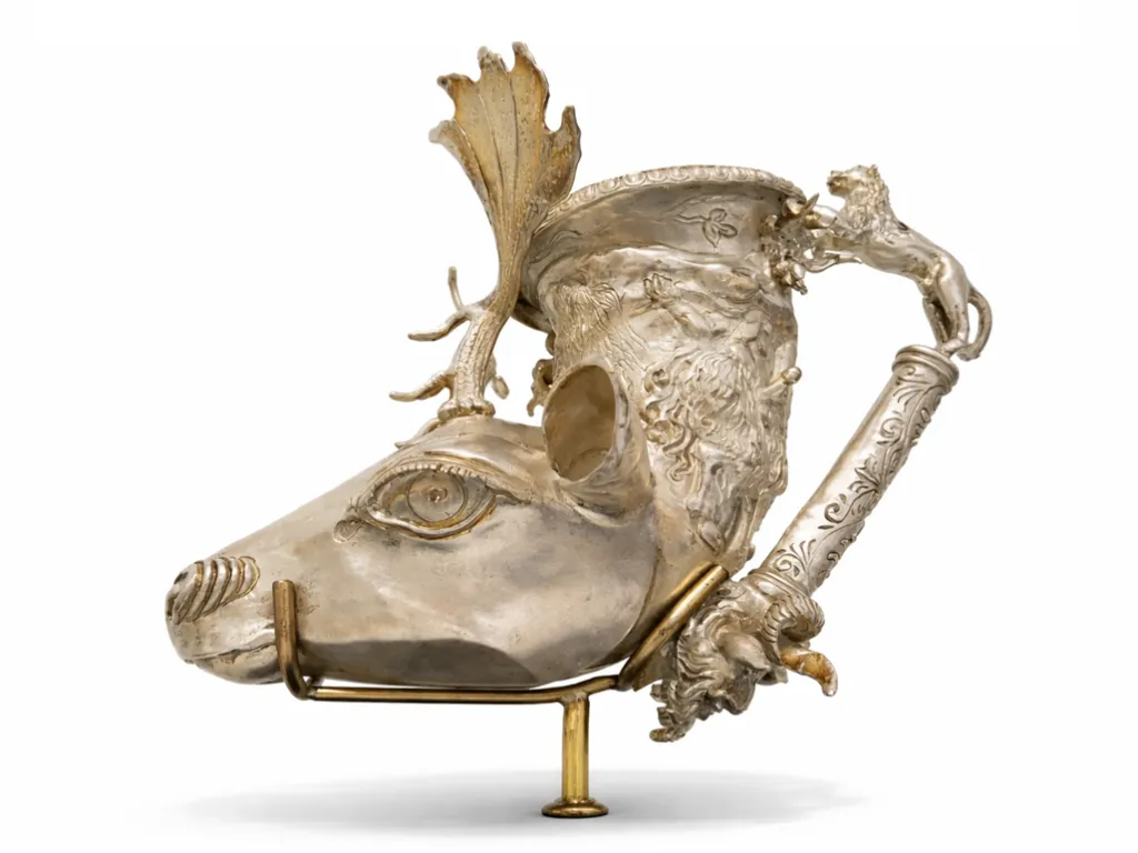 Greek Silver Rhyton with Stag Head
