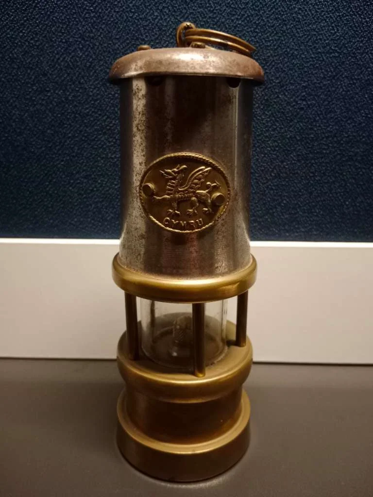 Grubenlampe Messing CYMRU Wales Alte Bergbaulampe Englische 1