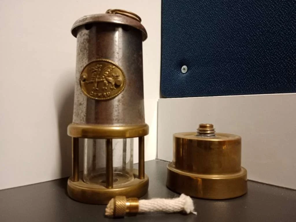 Grubenlampe Messing CYMRU Wales Alte Bergbaulampe Englische 3