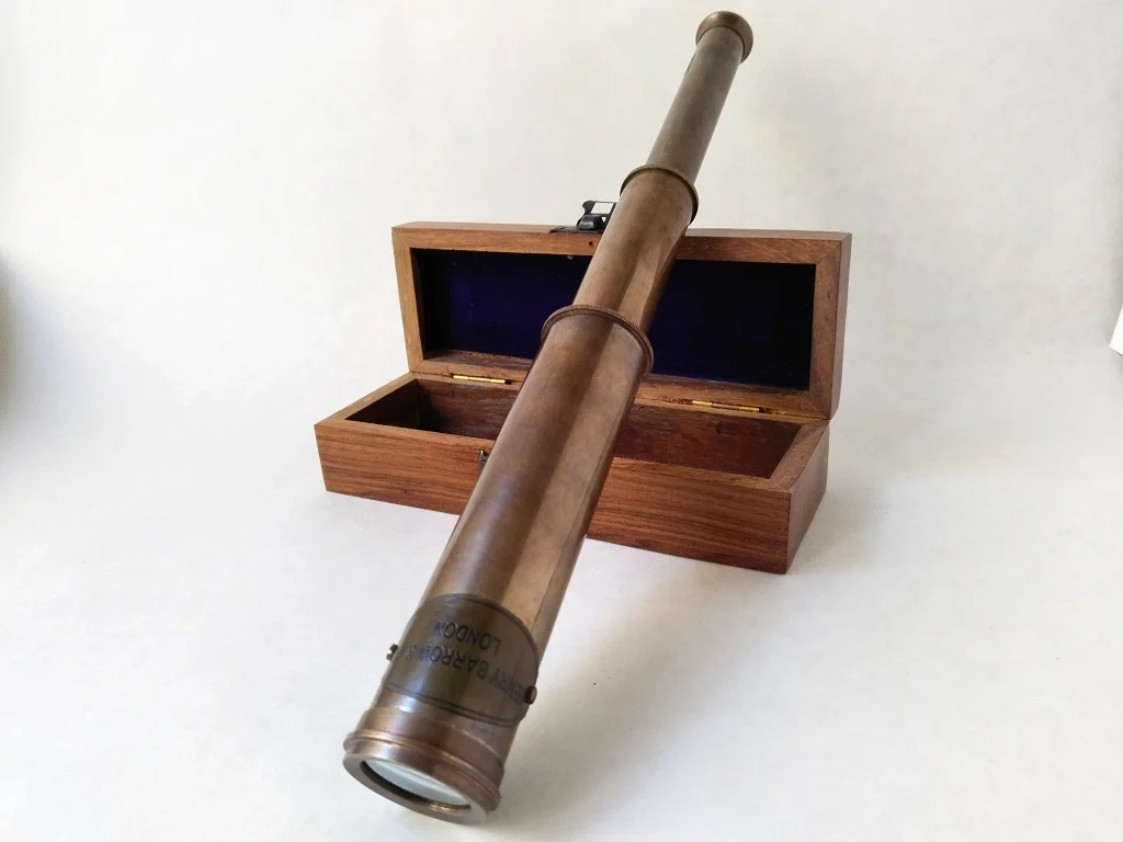 Henry Barrow Co London Spyglass Telescope In Wooden Box 1