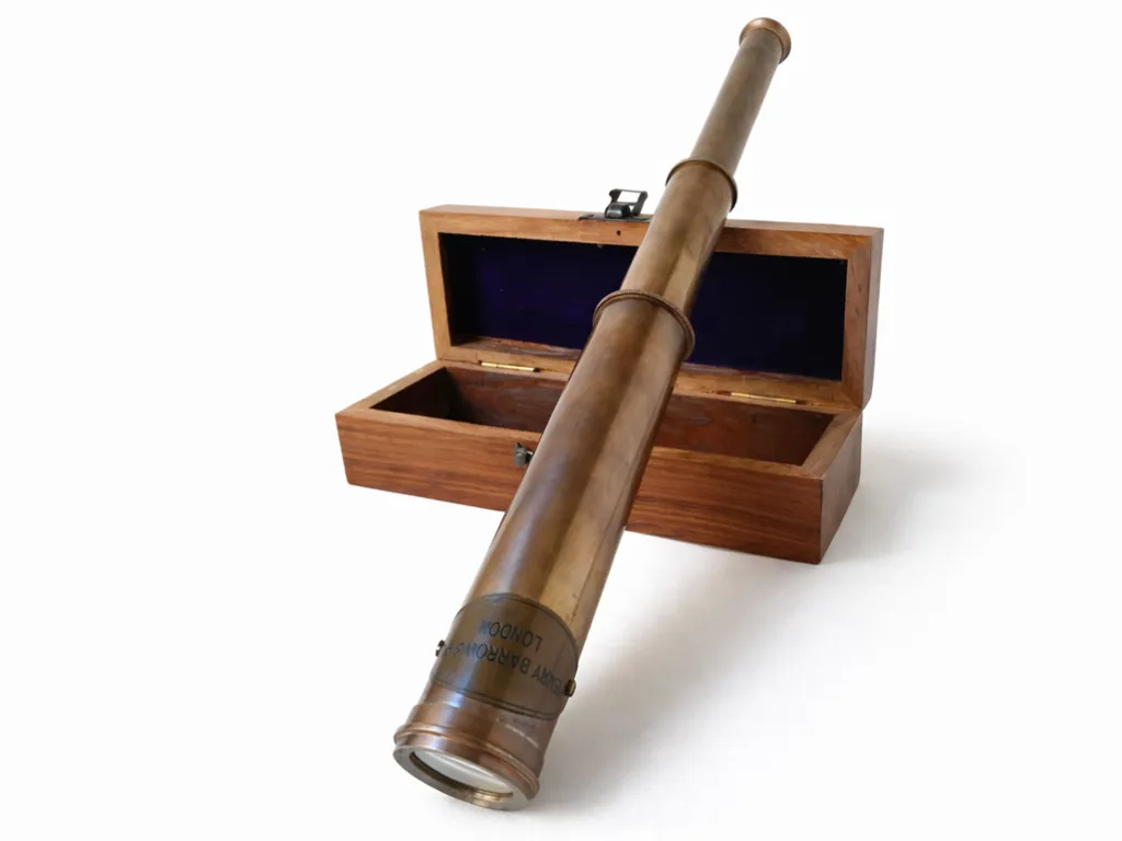 Henry Barrow Co London Spyglass Telescope In Wooden Box