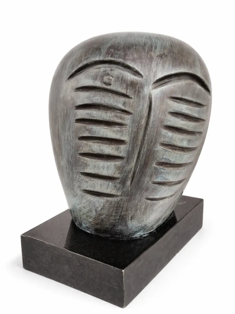 Kolio Karamfilov Bronze Modern Art Head Sculpture