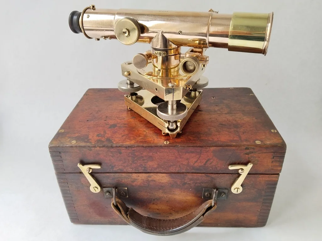 Messing Theodolit Stanley London Mit Mahagoni Box Antik 1