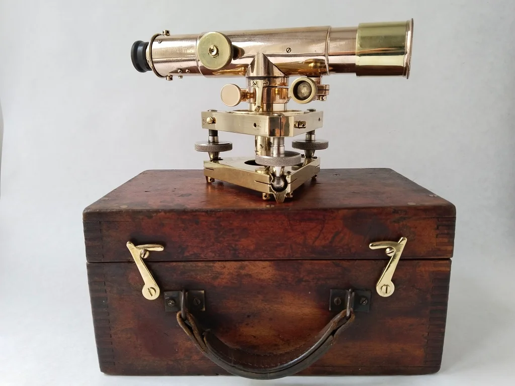 Messing Theodolit Stanley London Mit Mahagoni Box Antik 4