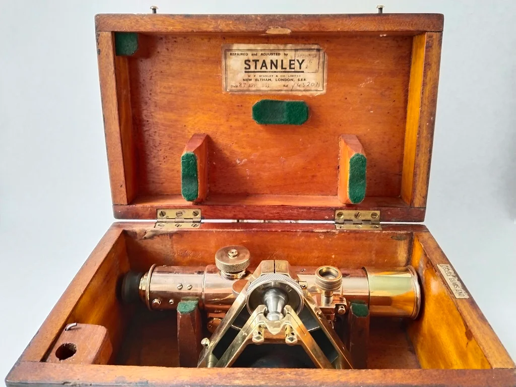 Old Brass Theodolite Stanley London Mahogany Cased Antique 10