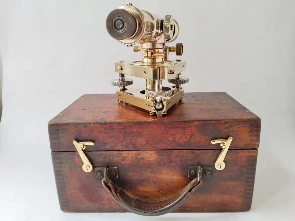Old Brass Theodolite Stanley London Mahogany Cased Antique 5