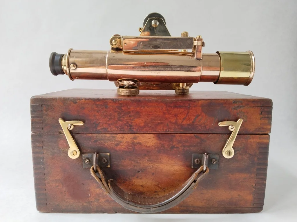 Old Brass Theodolite Stanley London Mahogany Cased Antique 8