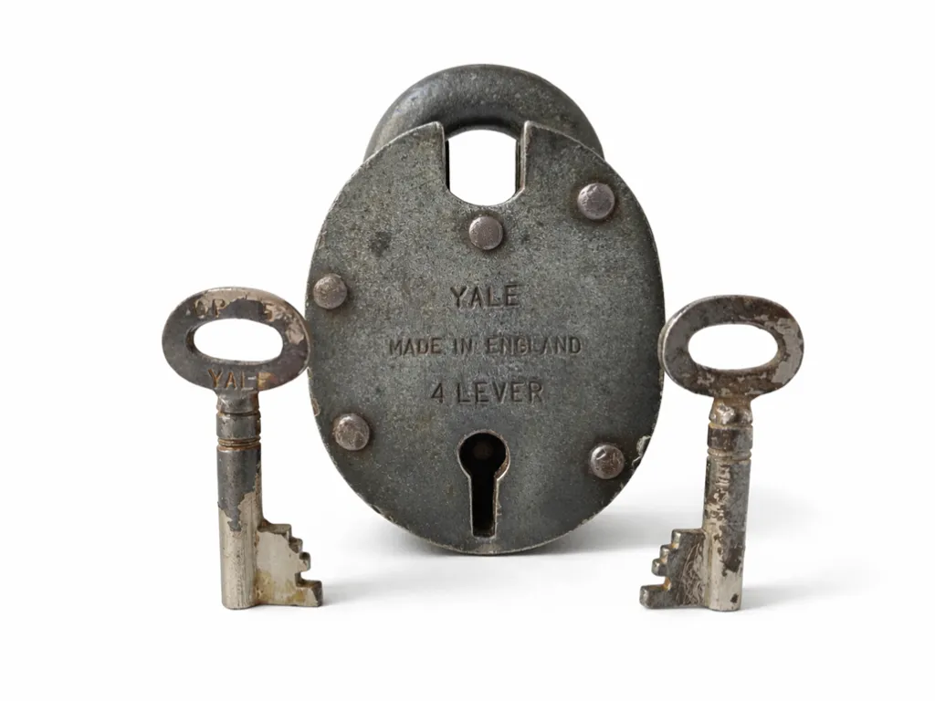 Old Yale Padlock With Two Keys Vintage Circa 1930