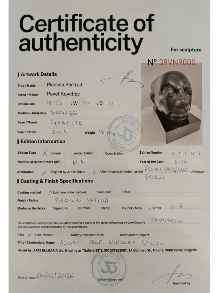 Picasso Portrait Bronze Skulptur von Pavel Koychev 9