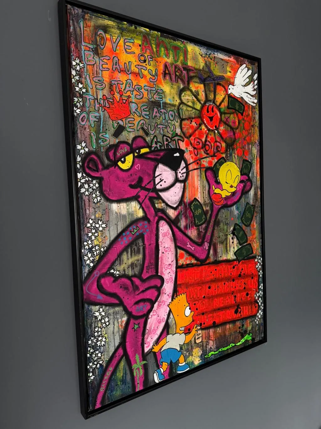 Pink Panther and Bart Simpson Modern Comic Pop Art Painting 4