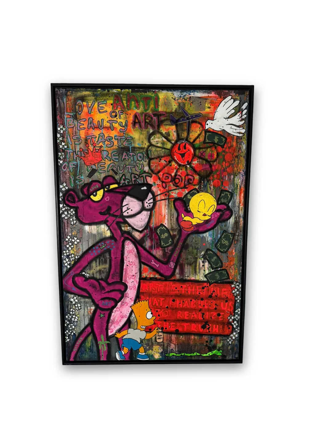 Pink Panther and Bart Simpson Pop Art Bild Modernes Streetart Kunstwerk