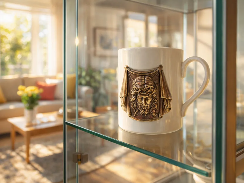 Porcelain Mug with Bronze Jesus Image of Edessa 3