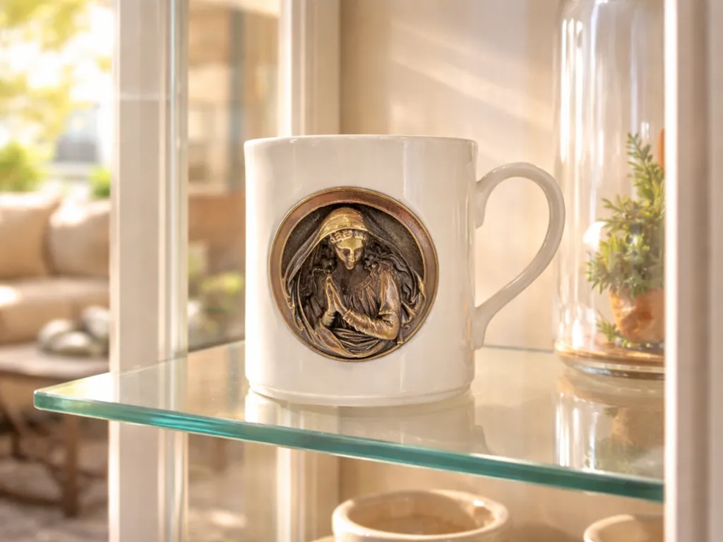 Porzellantasse Mit Bronzener Jungfrau Maria 3