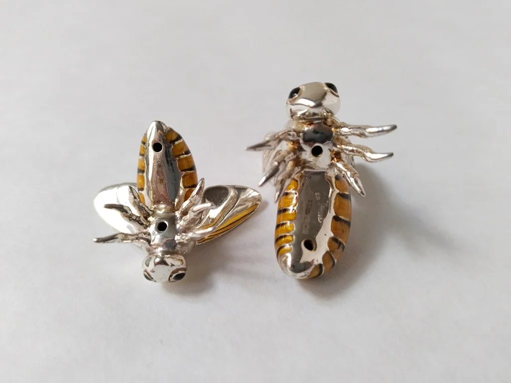 Saturno Sterling Silver And Enamel Wasps Figurines 19.1gr 11