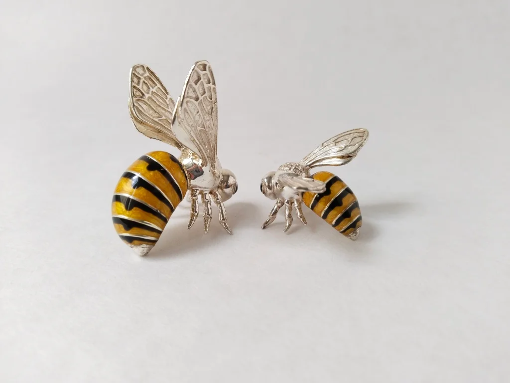 Saturno Sterling Silver And Enamel Wasps Figurines 19.1gr 13