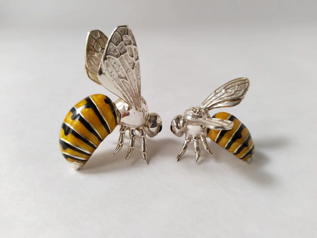 Saturno Sterling Silver And Enamel Wasps Figurines 19.1gr 16