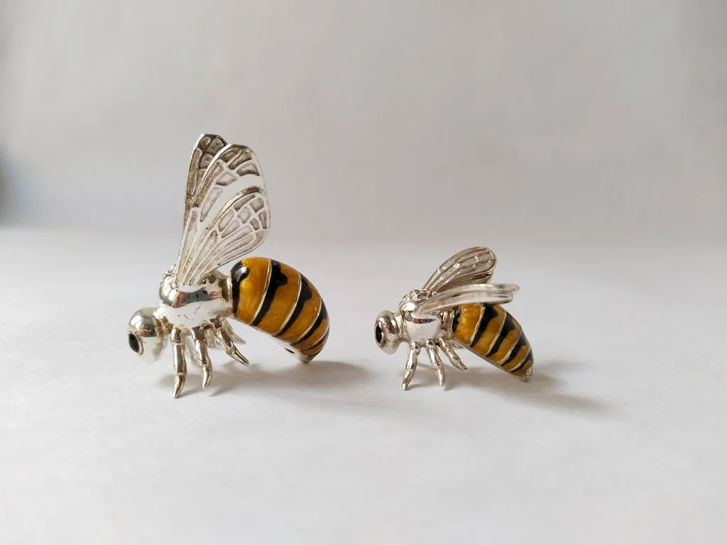 Saturno Sterling Silver And Enamel Wasps Figurines 19.1gr 3