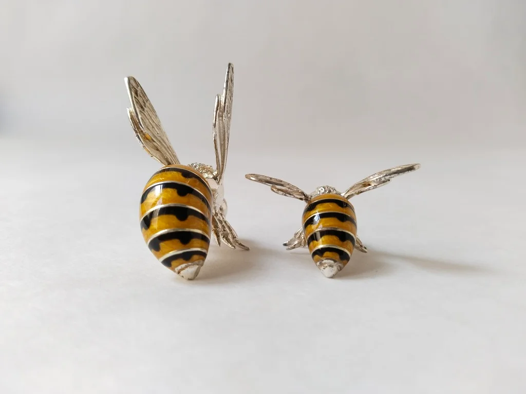 Saturno Sterling Silver And Enamel Wasps Figurines 19.1gr 4