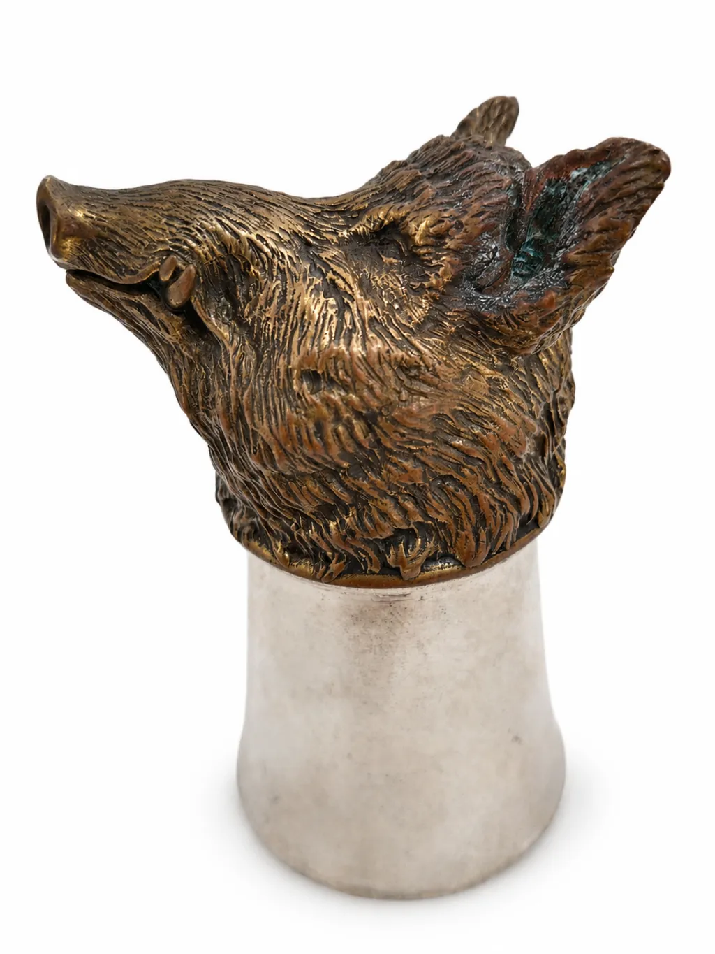 Silver Stirrup Cup With Wild Boar Head