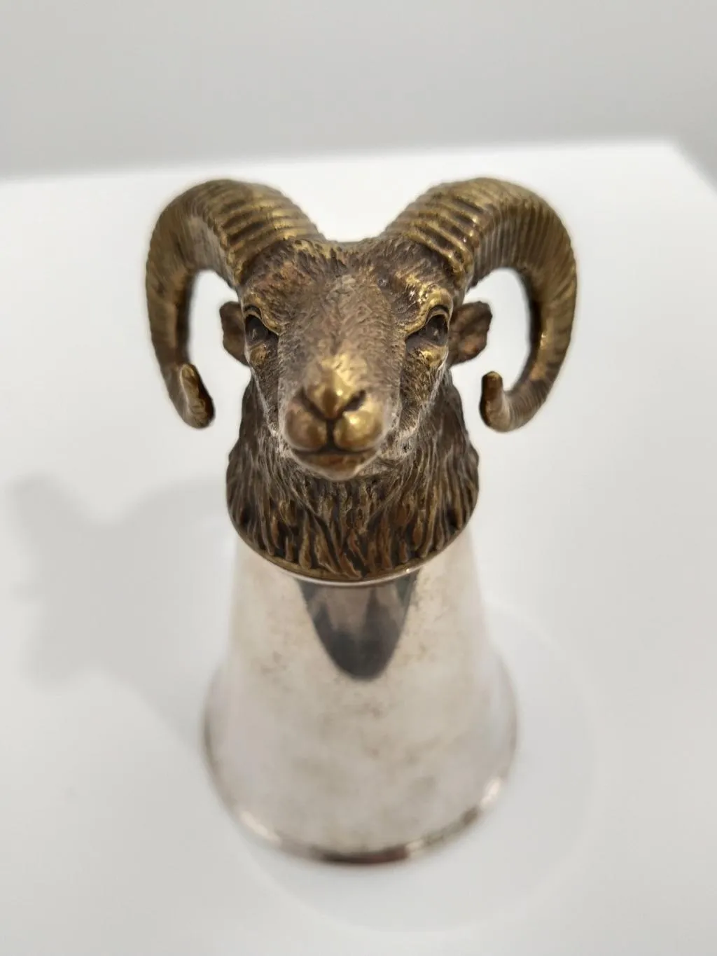 Silver Stirrup Cup With Wild Ram Head 4
