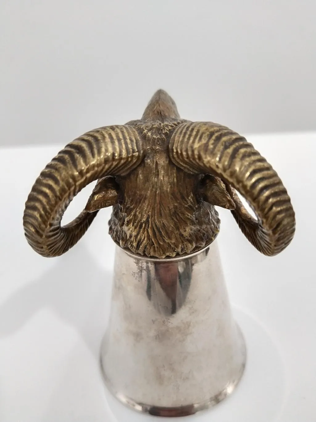 Silver Stirrup Cup With Wild Ram Head 5