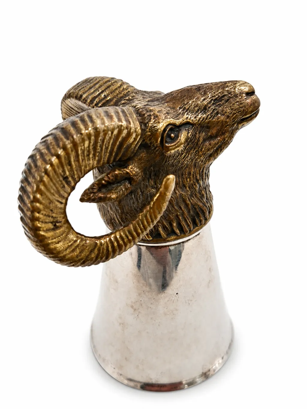 Silver Stirrup Cup With Wild Ram Head