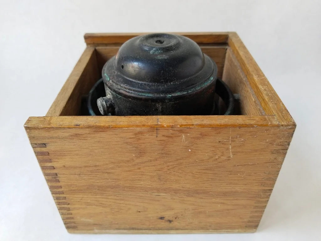 Solid Brass Navy Ship Compass Pendant Fluid In Wooden Box 11