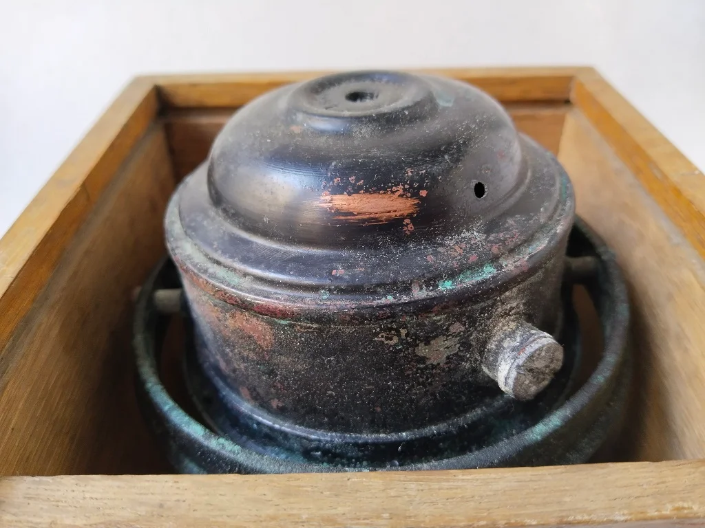 Solid Brass Navy Ship Compass Pendant Fluid In Wooden Box 12